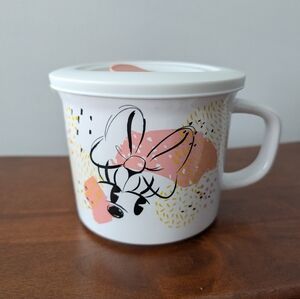 Corningware Disney Minnie Mouse Soup Mug with Pink and Black Design 20 Oz